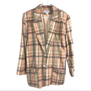 Vintage 100% Cotton Plaid Boyfriend Jacket